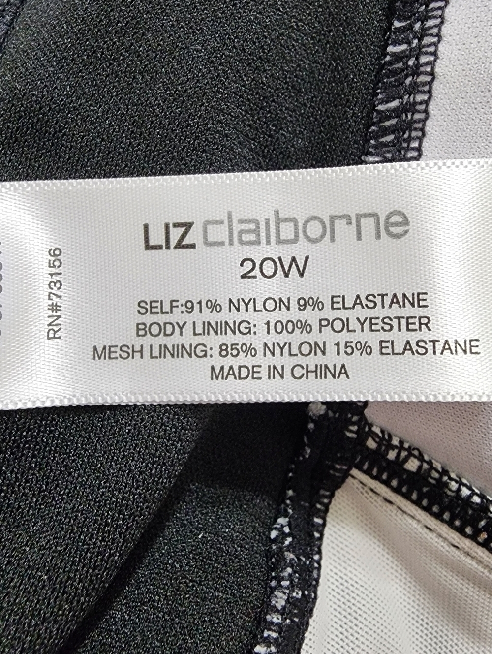 Liz Claiborne 20W Black White Striped Tummy Control Halter Swimsuit - Picture 13 of 15